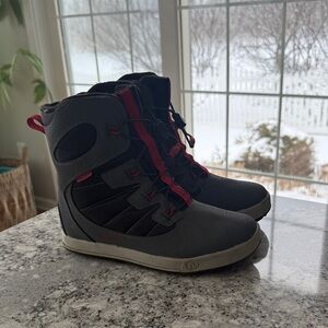 MERRELL Gray and Black Snow Boots with Red Accents